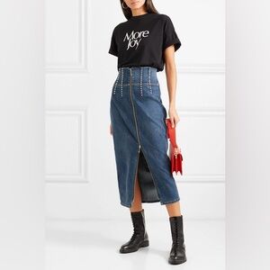 $278 Current/Elliott The Trilby Bead Detail Pencil Skirt Denim midi skirt 30